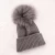 Import Women ladies rib knitted wool blended fashion winter hat with a large removable real genuine fox fur pom and turn cuff stock from China