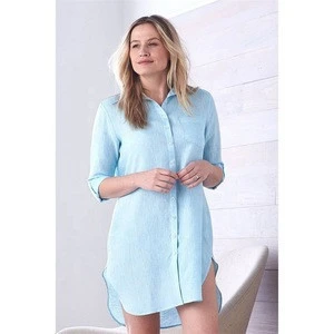 Women Night Dress Linen Sleepwear