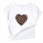 Womens Heart Print T Shirts Summer Funny Short Sleeve Tops