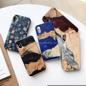 wood cover case for iphone 8 plus mobile phone shell factory sales wood carved mobile phone case