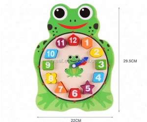 Wooden Educational Toy Cartoon Shape Sorting Geometry Clock for children kids