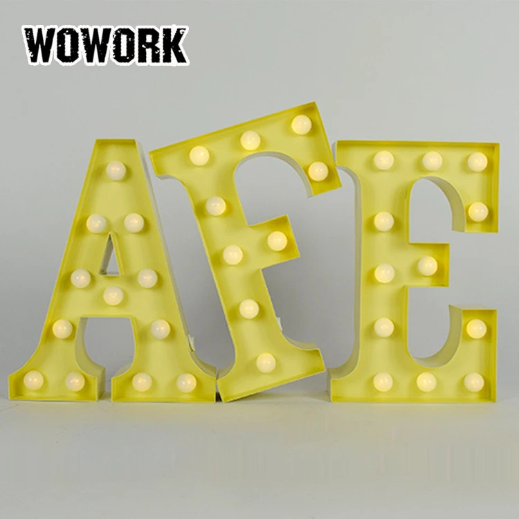 WOWORK festival xmas decoration mini metal led sign letters lights for home decoration crafts
