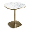 YT-079 luxury golden metal square italian white solid marble restaurant 5 star hotel dining cafe table