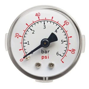 Car Pressure Gauge 1-3/5" Dial Back Mount,0-80 Psi 6 Bar, Dual Scale Measurement Tool, Automotive Test Accessory for Ca