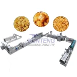 Fully automatic potato chip banana slices snack fried packaging production line, continuous potato chip frying equipment