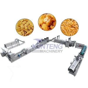 Fully automatic potato chip banana slices snack fried packaging production line, continuous potato chip frying equipment