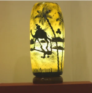 Columnar Camel Skin Lamp || Hand-Made & Hand-Painted