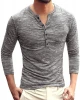 T Shirt for Men V Neck Button Slim Autumn Casual Solid Color Long Sleeve Custom Made