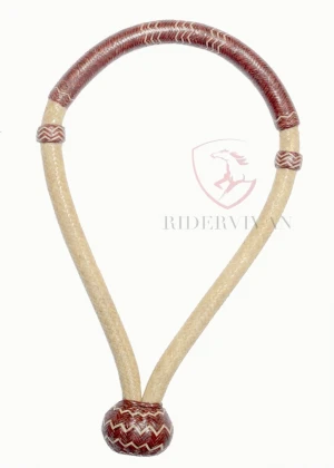Hand-crafted Horse Bosal Natural & Cherry Red Rawhide 32 Plaits Bosal - 5/8" Thickness High Quality Bosal