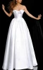 Cheap Off white long strapless tie back fitted waist wedding ballgown