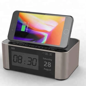 Bluetooth Speaker with Wireless Phone Charger &Alarm Clock