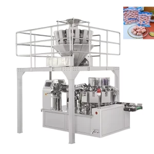 full automatic meat frozen food vacuum packing machine with multi head weigher