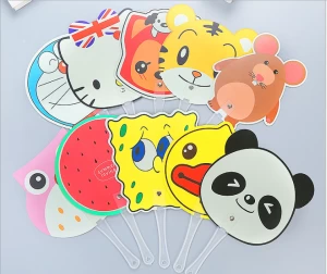 Portble Cute Pattern Print Wholesale Customized Logo Promotion Gift Low Price Plastic Hand Held Fan