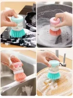 Manufacturer Price Press Type Liquid Adding Dishwashing Brush Multi Purpose Mini Kitchen Cleaning Brush