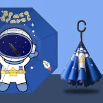 Children's umbrella Primary school boys and girls cartoon moving long handle umbrella Double inverted Children's umbrel
