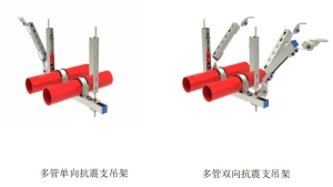 Multi-tube single, two-way Seismic Support and Hanger