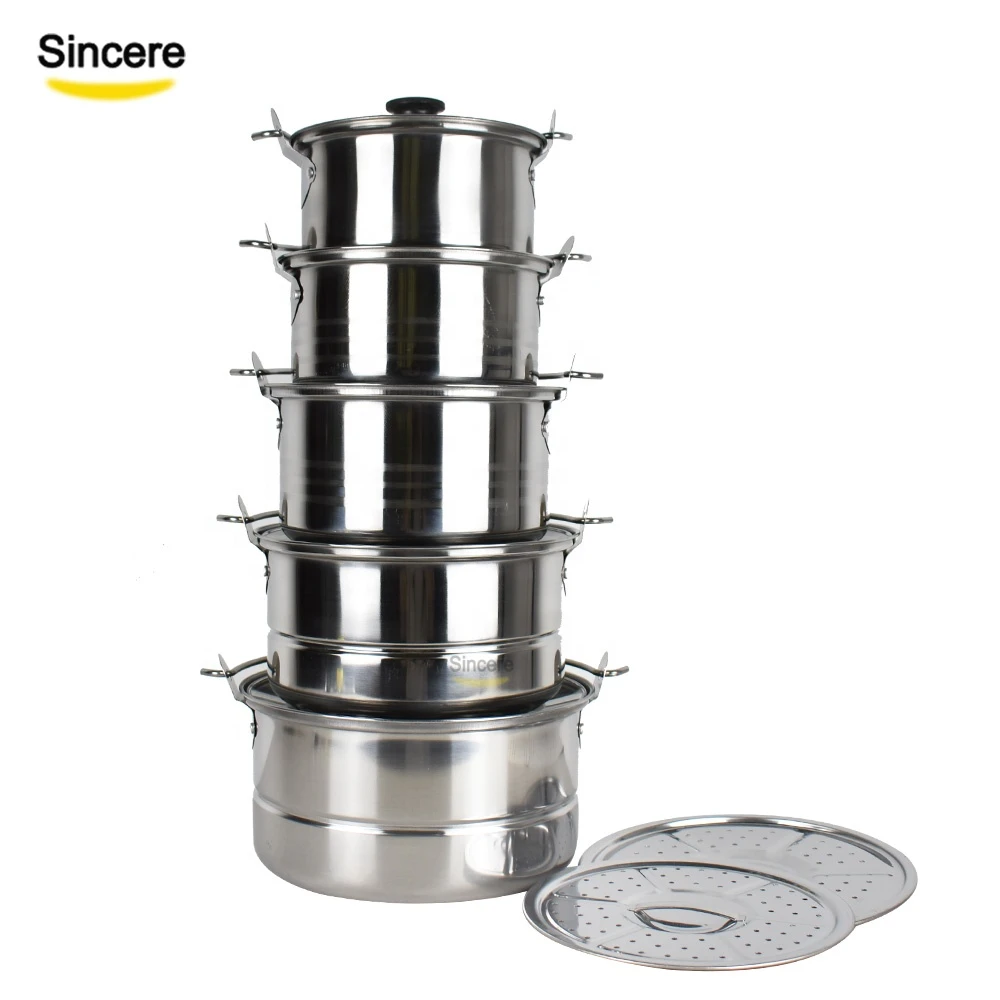 10 pieces Kitchenware cookware set stainless steel cooking pot steamer pot