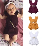 100%cotton white Ruffle Sleeveless Newborn Baby Clothes Toddler Clothing Romper Boy