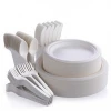 100%Disposable  Natural Bagasse Eco-Friendly Compostable Paper Plates and Biodegradable  PLA Cutlery Dinnerware Set