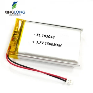 103048 lipo pouch cell 1500mah rechargeable lithium battery 3.7v with JST connector