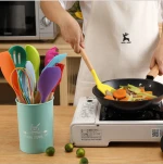 12 Pieces In 1 Set Silicone Kitchen Accessories Cooking Tools Kitchenware Cocina Silicone Kitchen Utensils With Wooden Handles