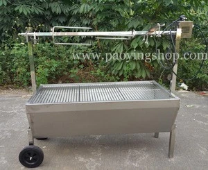 120cm Heavy Duty Stainless Steel Chicken Pig Lamp Goat Charcoal BBQ Spit Roaster with 132LBS 60KG 110v 220v Electric Motor