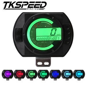 12500RPM Motorcycle Tachometer LCD MPH Digital Odometer 7 Colors Backlight Motorcycle Meter Gauge Tachometer
