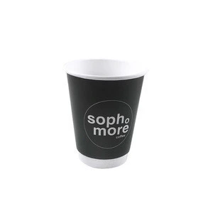 12oz  Thicken printed disposable paper coffee cups for juice bubble tea hot drinks
