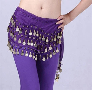 13 Colors Belly Dance Wear Belt,Gold or Silver Coins Skirt Scarf