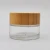 Import 15ml 50ml 100ml cosmetic clear frosted glass cream jar with bamboo wood cap from China