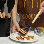 15pcs spoon spatula scraper brush clip hedge beater Measuring spoon wooden handle silicone cooking utensils set