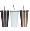 16oz Custom Double Wall Stainless Steel Vacuum Insulated Coffee Cup With Straw Lid Tumbler