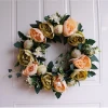 16&quot; Artificial Flower Garland Floral Spring Wreath Supplies Wholesale With Silk Flowers For Front Door Home Decoration