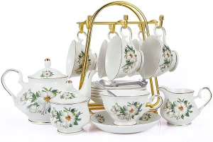 17 Piece bone china Ceramic Coffee Tea Gift Sets fine bone china tea cup and saucer