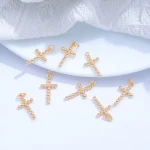 18K Simple DIY Necklace Bracelet Copper Pendant Accessories Electroplated Gold plated Preserving Cross Pendant