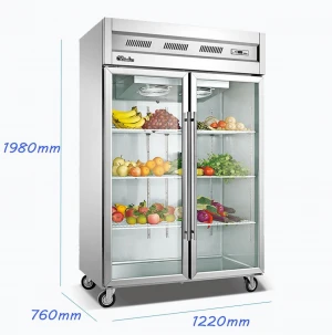 2 glass Door kitchen Refrigerator  Hotel restaurant  commercial equipment