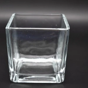 2017 Promotional Clear Square Glass Candle Holder,cheap and votive glass candle jar