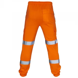 2020 New Men Orange Hi Vis Reflective Safety Cargo Pants With Side Pockets