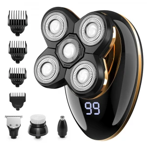 2020 New Products Rotary Razor Beard Nose Hair Trimmer Face USB Groomer 5 Shaver Heads LED Electric Shaver Razor for Men