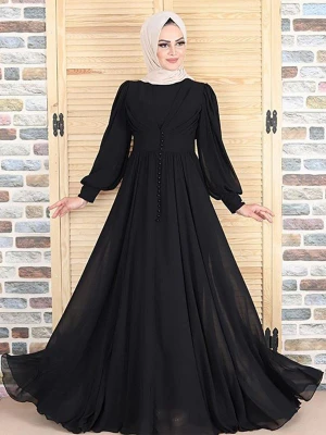 2021 New Arrivals High Quality Plsu Size Islamic Clothing Ladies Long Sleeve Chiffon Maxi Dress Elegant Abaya Muslim Dresses