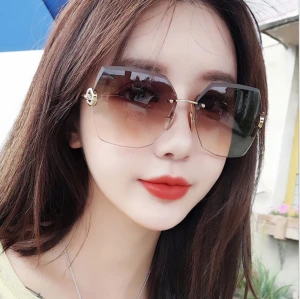 2021  new fashion trimming sunglasses ladies polygonal web celebrity sunglasses Douyin cross border trend street shot glasses