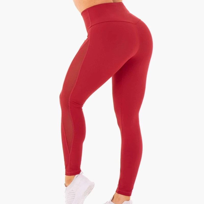 2021 Trendy Smooth Fabric High Waist Yoga Pants Custom Compression Gym Tights Women Leggings Fitness Wear