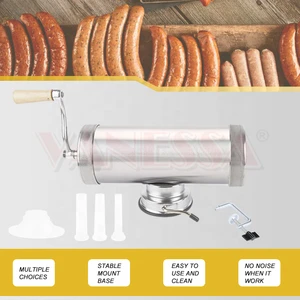 2.5L Horizontal Stainless Steel Sausage Stuffer Meat Filler Hand-rolling With Table Clamp