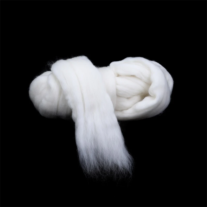 28mic white Blended Wool Top Roving Fiber 75% Uruguay wool/25% Polyester Spinning Felting Weaving