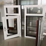 3 panel triple pvc casement window plastic glass window