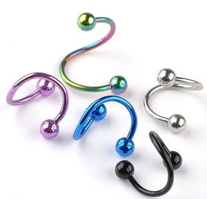 316L Surgical Stainless Steel Spiral Rings Twist Lip Rings Body Jewelry