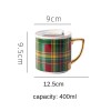 400ml New colored plaid household ceramic coffee cup