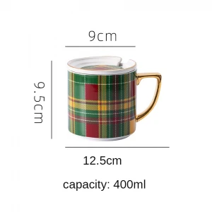 400ml New colored plaid household ceramic coffee cup