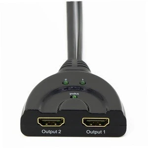 4K@30Hz HDMI splitter 1 In 2 Out Splitter Cable Adapter, with button select control for home theatre system, Full HD