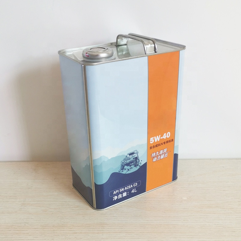 4L Japan Style 5W40 Motor / Lubricant Oil Tin Can with Pressure Cap China Manufacturer